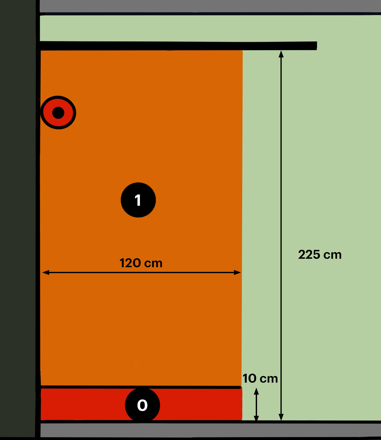 illustration som visar måtten för installation i duschutrymme av tvättmaskin. 